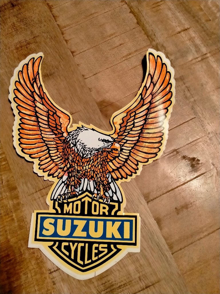 Suzuki Motor cycles biker vintage GROTE sticker adelaar, Ophalen of Verzenden, Zo goed als nieuw, Overige typen