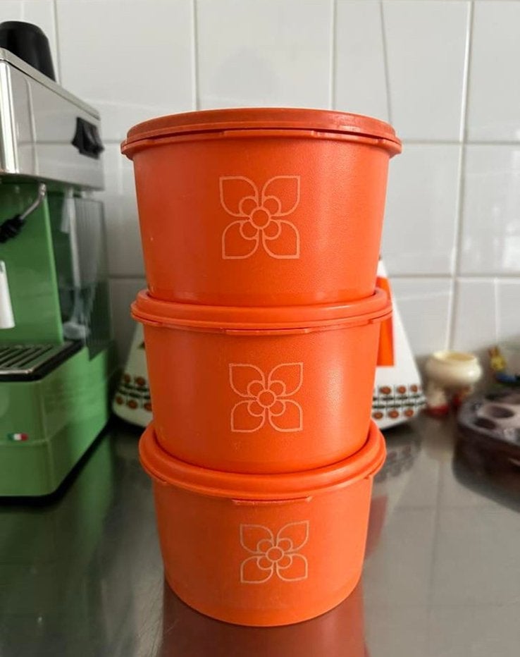 Tupperware Sunburst Starburst Vintage Seventies Oranje Set, Overige typen, Oranje, Ophalen of Verzenden, Zo goed als nieuw