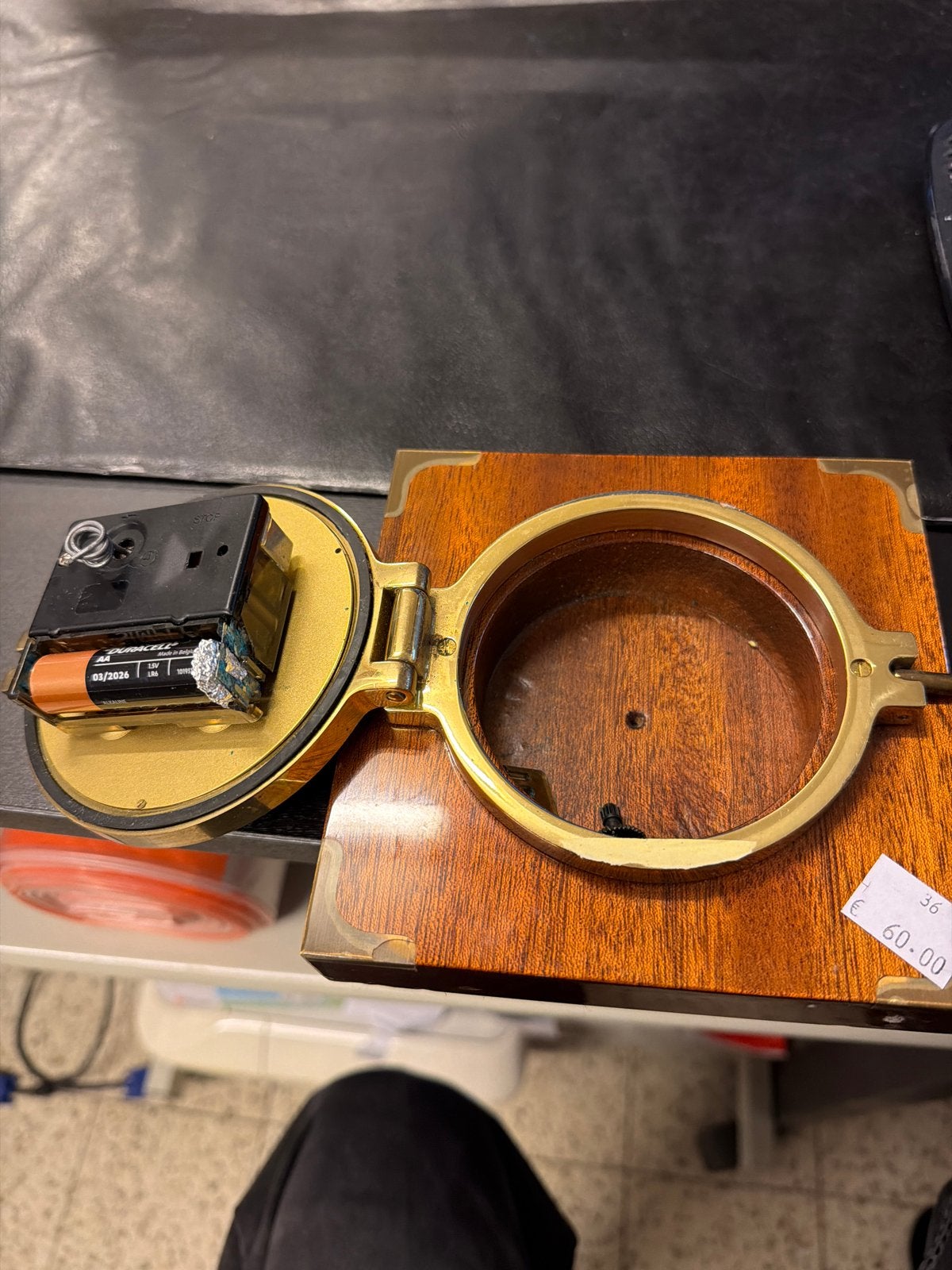 Vintage scheepsklok op houten voet, Antiek en Kunst, Ophalen of Verzenden