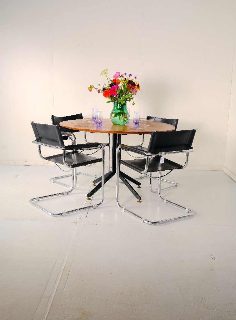 Stoelen (Marcel Breuer, B34, Leer, 4x), Ophalen, Zwart, Bauhaus, modernist, Zo goed als nieuw