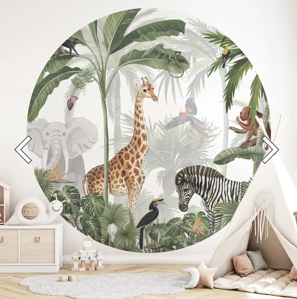 Kiki Belle Jungle Live Zelfklevend Fotobehang 100 cm Rond, Huis en Inrichting, Ophalen of Verzenden, Groen