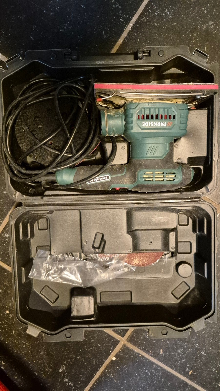 Parkside PMFS 200 B2 vlakschuurmachine met koffer, Doe-het-zelf en Verbouw, Ophalen, Gebruikt, Minder dan 600 watt, Vlakschuurmachine