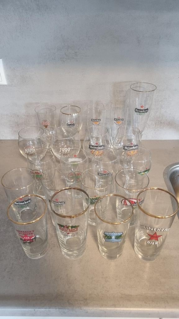 21 Heineken Glazen: Jazzfestival '86/87, '95, '99, Trophy ++, Ophalen of Verzenden