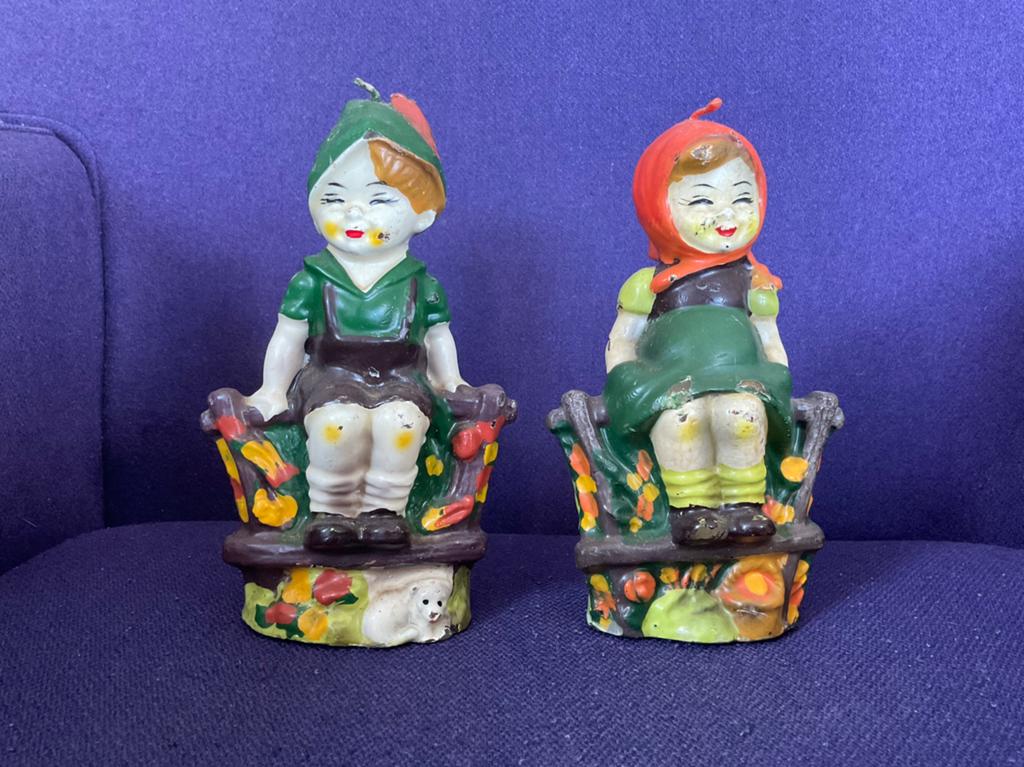 Goebel & Hummel kaarsen Jongen en Meisje vintage jaren ‘50, Ophalen of Verzenden, Zo goed als nieuw, Hummel