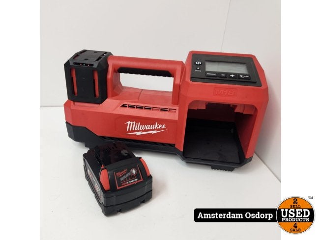 Milwaukee M18 BI Bandencompressor + 5.0Ah accu | Nette staat, Doe-het-zelf en Verbouw, Compressors, Milwaukee, Zo goed als nieuw