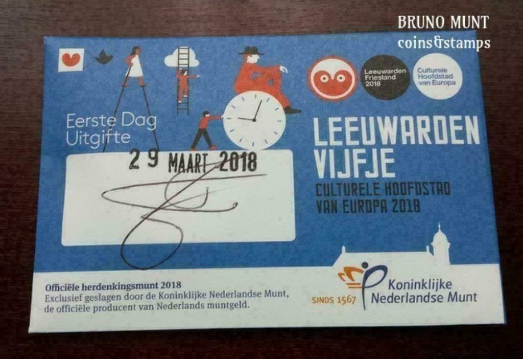 Leeuwarden Vijfje 2018 - 1e Dag Uitgifte, Verzenden, Koningin Beatrix, Euro's, Setje