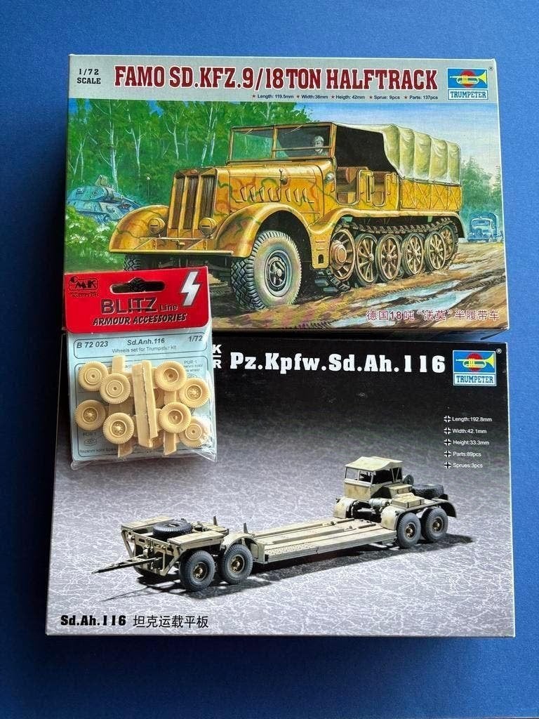 Trumpeter Famo & Trailer set icm CMK Resin wheels  1/72, Hobby en Vrije tijd, Overige merken, 1:50 of kleiner, Overige typen, Nieuw