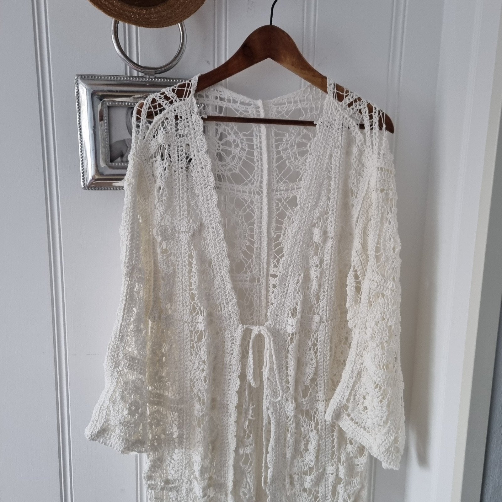 Ibiza Boho gehaakte Strandkimono ecru One Size strand kaftan, Ibiza style, Ophalen of Verzenden, Nieuw