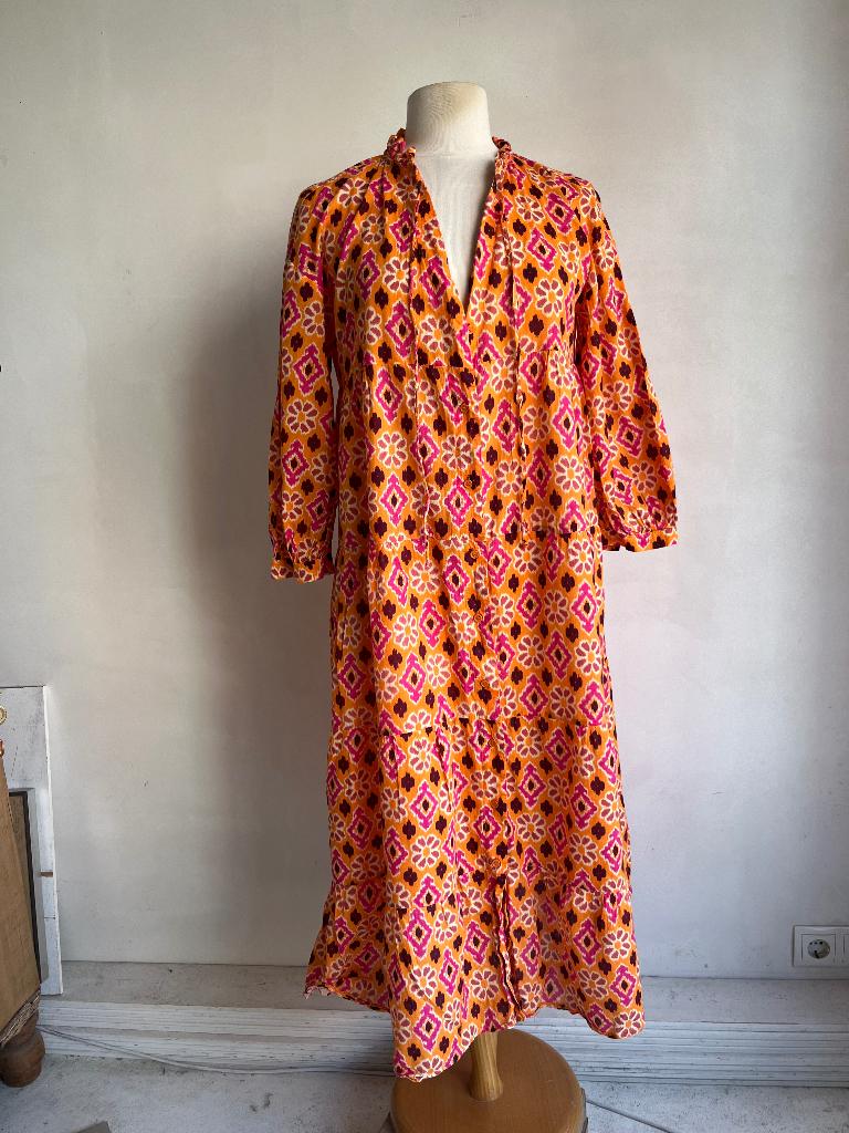 zara maxi jurk oranje roze maat m, Maat 38/40 (M), Verzenden, Zara, Oranje