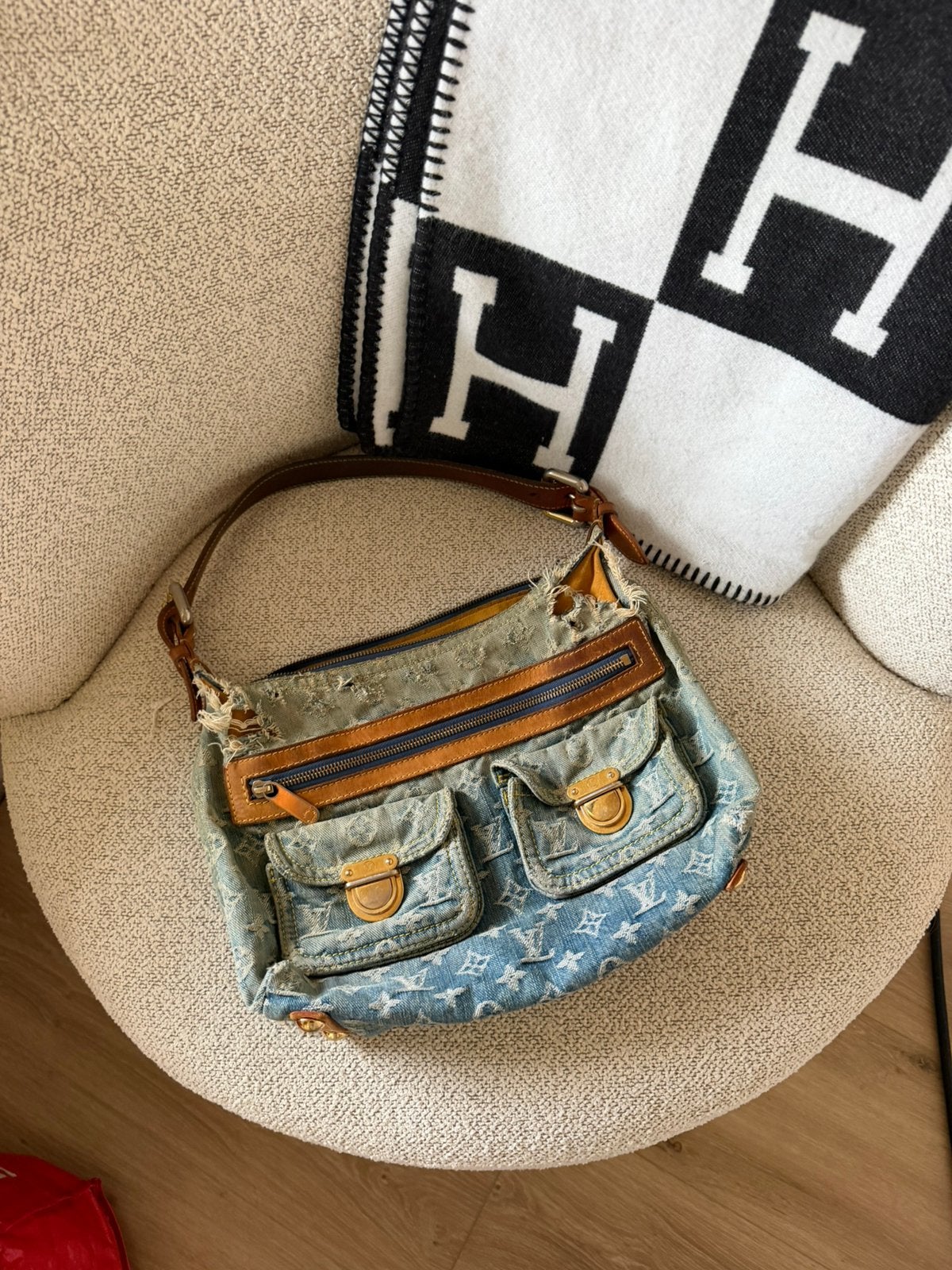 Louis vuitton denim, Ophalen of Verzenden, Zo goed als nieuw, Bruin