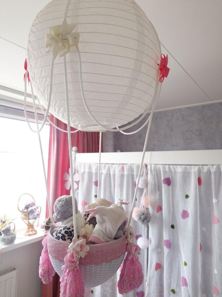 Hanglamp luchtballon meisjeskamer handgemaakt, Gebruikt, Ophalen of Verzenden, Meerkleurig, Handgemaakt