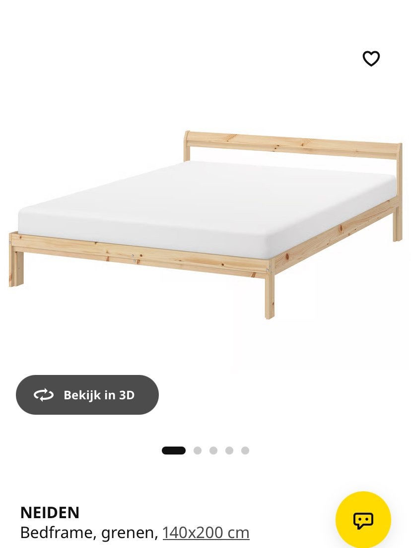 Ikea bedframe 140x200 + lattenbodem, Ophalen, Gebruikt, Bruin, Tweepersoons