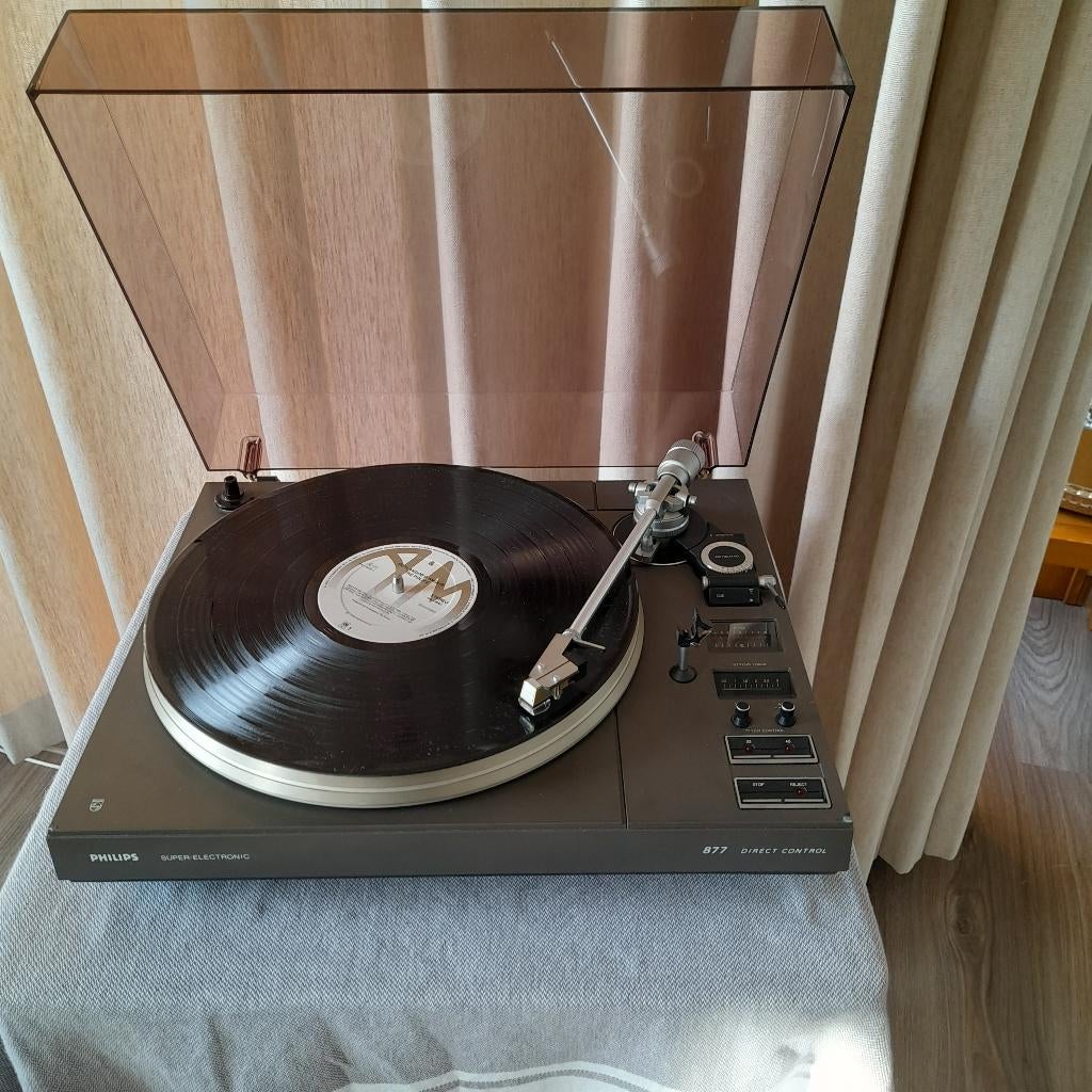 Philips 877 platenspeler, Audio, Tv en Foto, Platenspelers, Philips, Gebruikt, Pitch-regelaar, Ophalen of Verzenden
