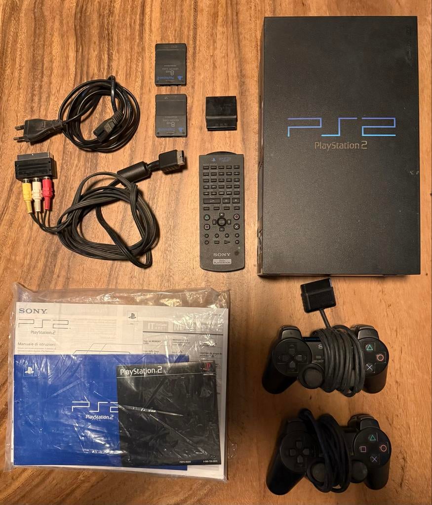 Sony PlayStation 2 (PS2) met 2 controllers en accessoires, Ophalen, Met 2 controllers, Zo goed als nieuw, Met geheugenkaart