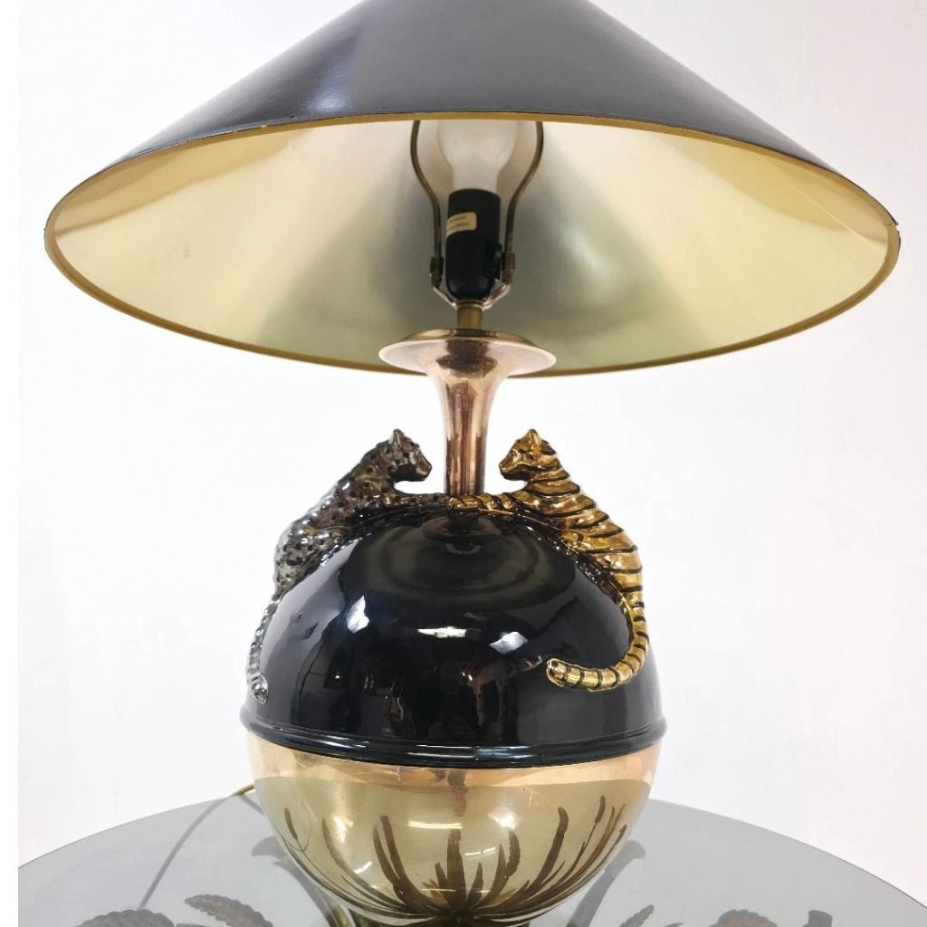 Chapman Amerika tafellamp hollywood regency panter, Gebruikt, Vintage, Metaal, Zwart