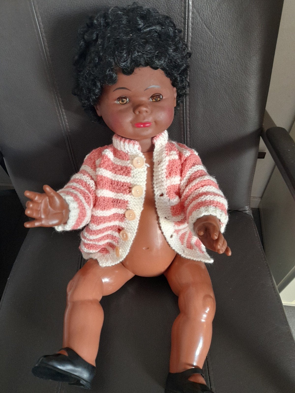 Mooie Lissi batz donkere  pop 70 cm, Ophalen of Verzenden, Zo goed als nieuw, Babypop