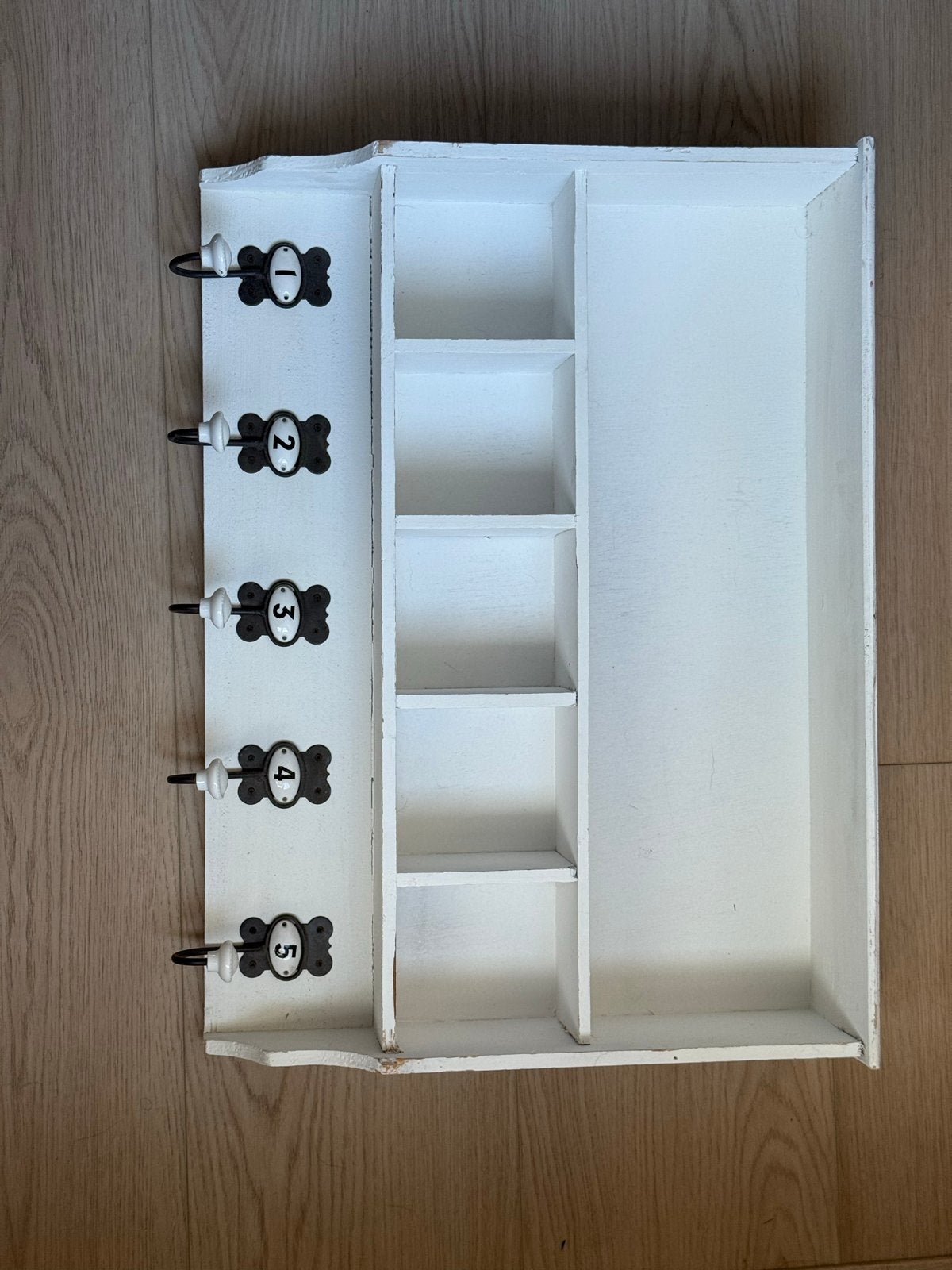 Witte houten wandkapstok, Ophalen, Gebruikt, Wit, Hout