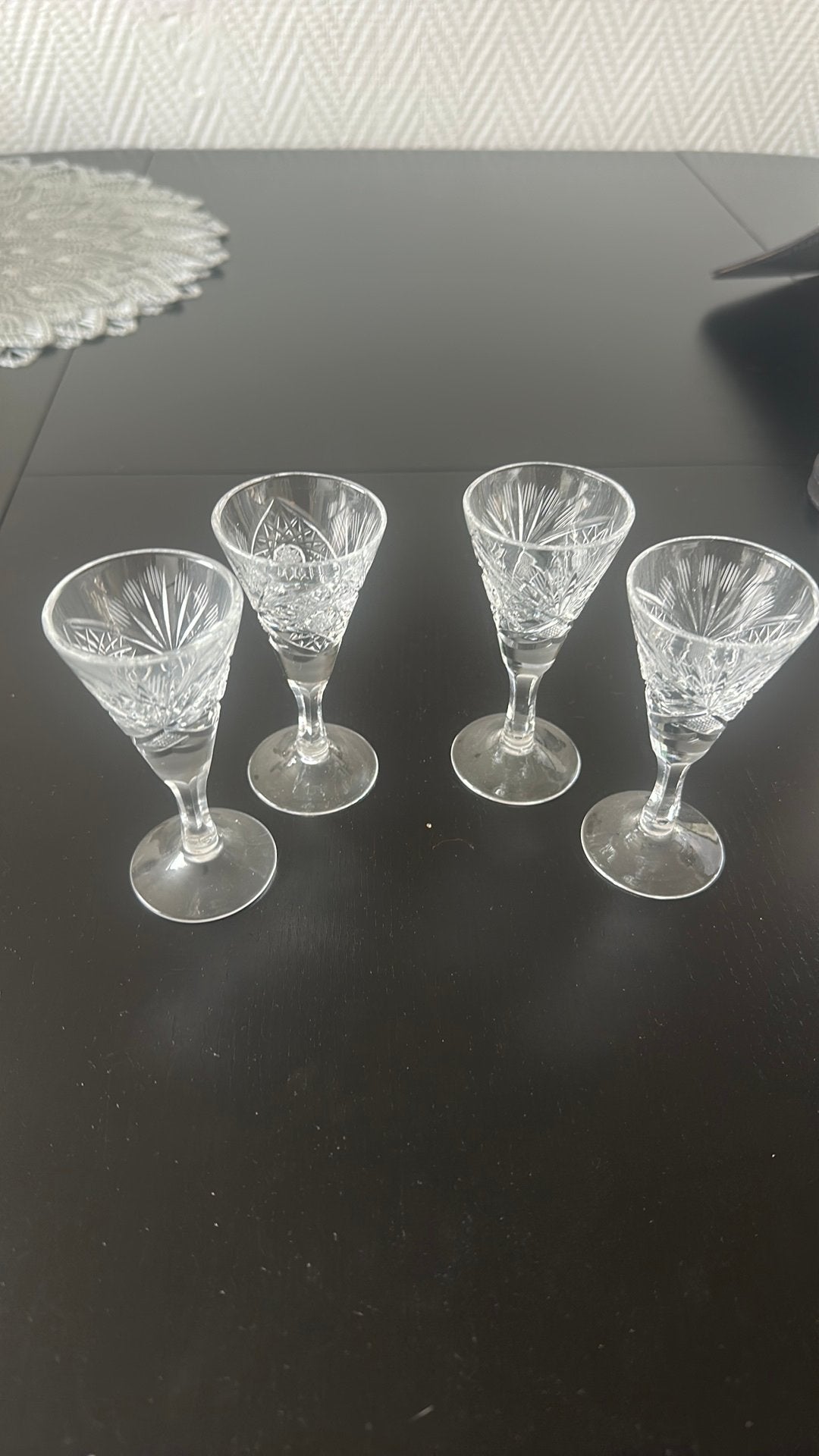 set van 4 antieke kristallen likeurglazen wight/liverpool, Ophalen of Verzenden, Nieuw, Borrel- of Shotglas