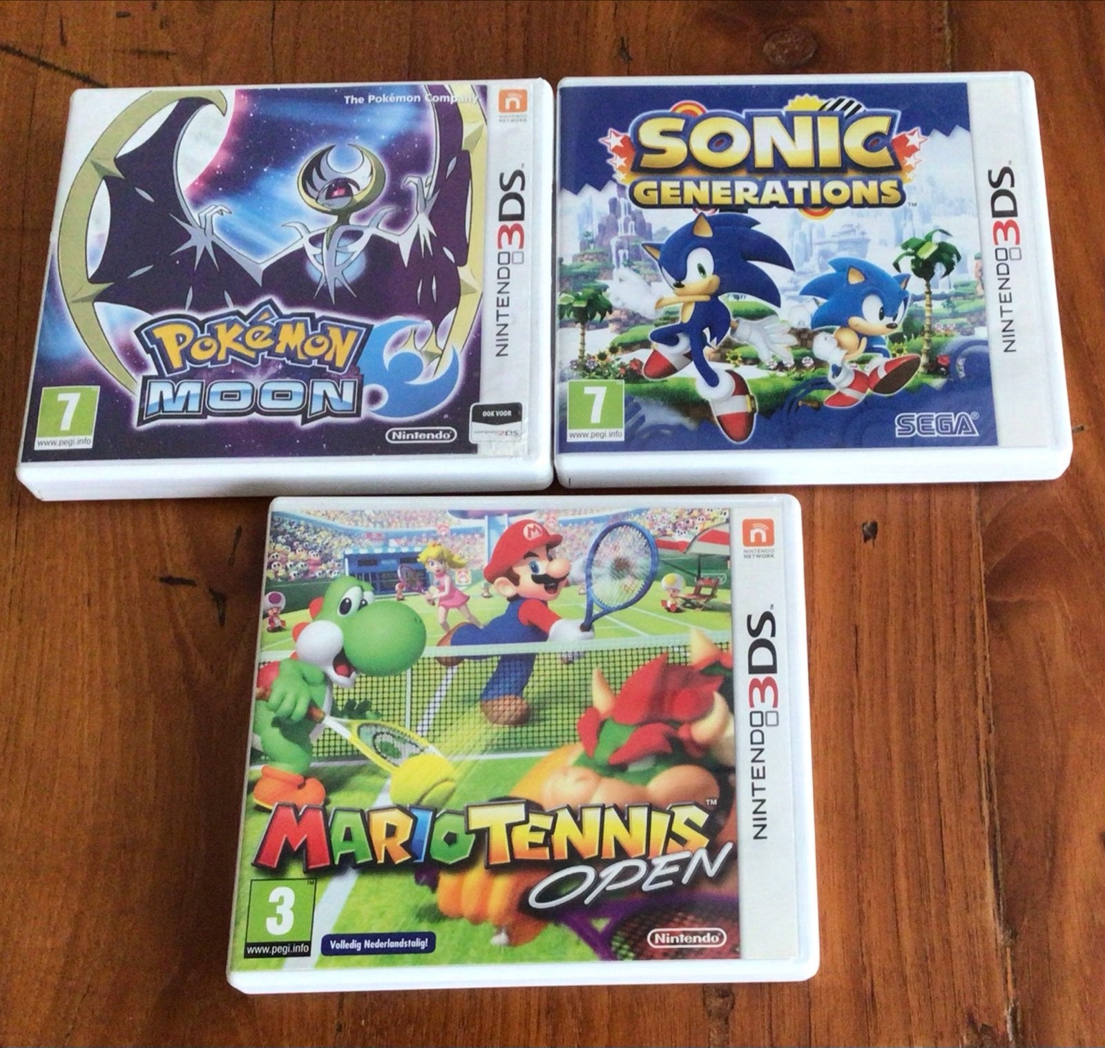 Nintendo 3DS games: Pokémon Moon, Sonic Gen, Mario Tennis, Gebruikt, 1 speler, Vanaf 3 jaar, Ophalen