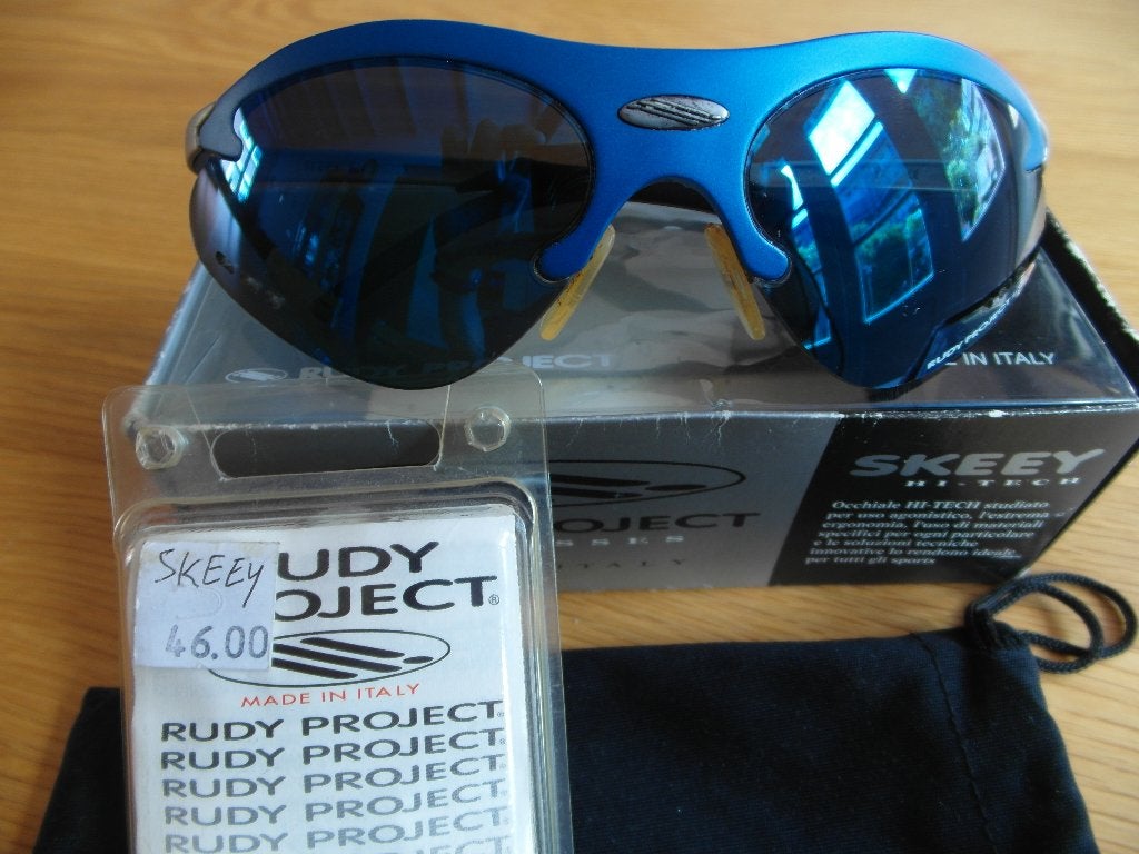 Te koop blauwe metalen fietsbril van Rudy Project Skeey, Gebruikt, Zonnebril, Blauw, Ophalen