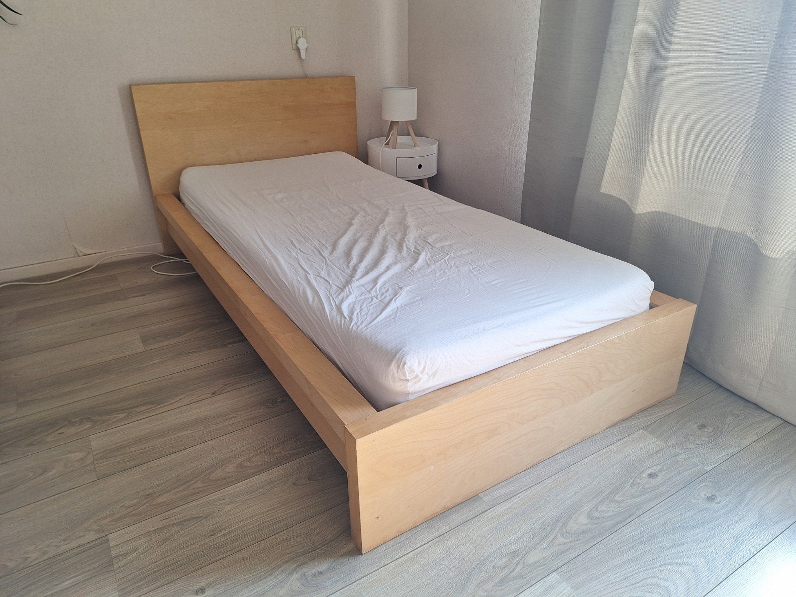 Ikea MALM houten eenpersoonsbed met lattenbodem, Ophalen of Verzenden