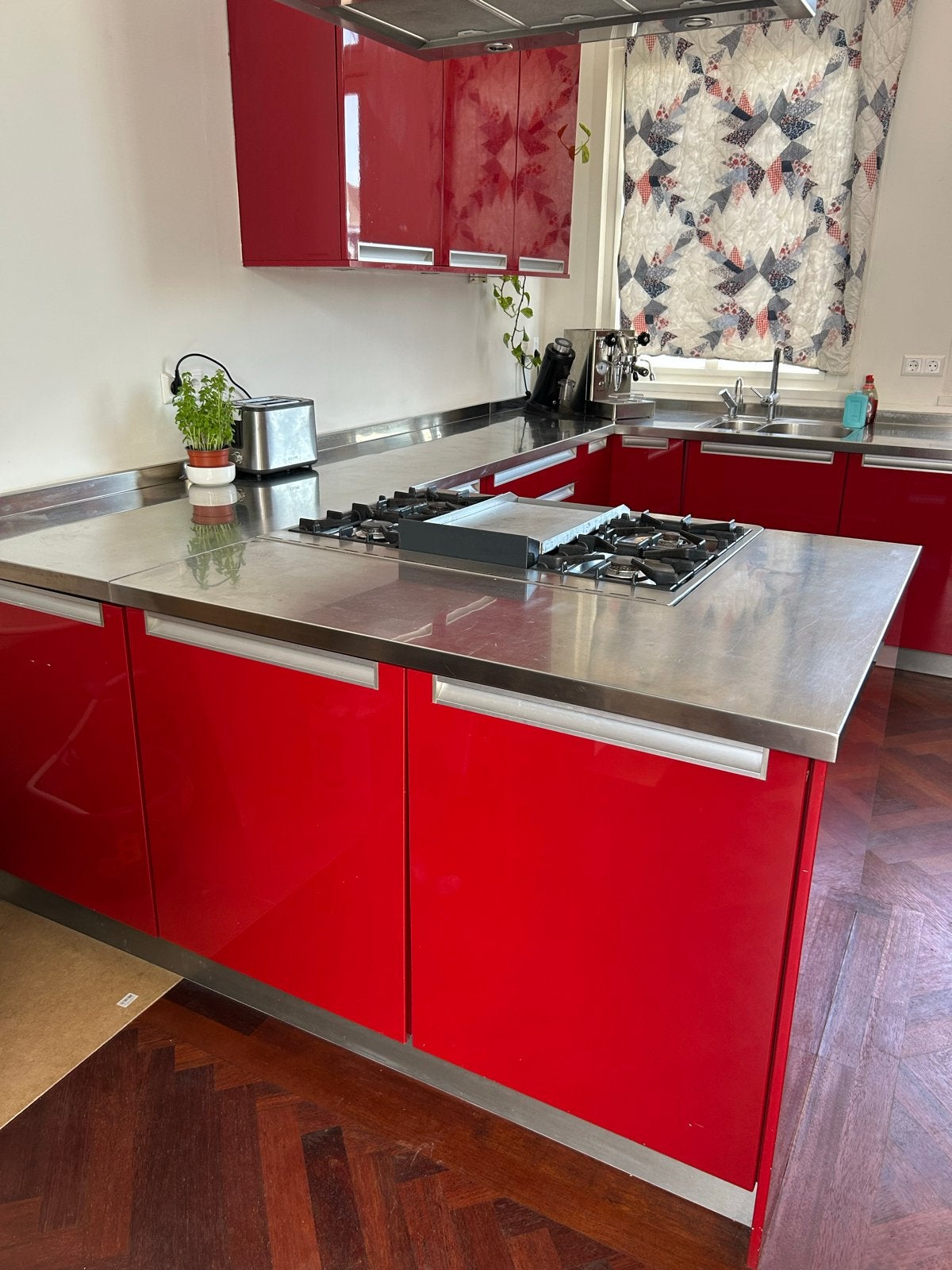 SieMatic Keuken Sienarood met Boretti Fornuis, Ophalen, Gebruikt, Hoekkeuken, Hoogglans of Gelakt