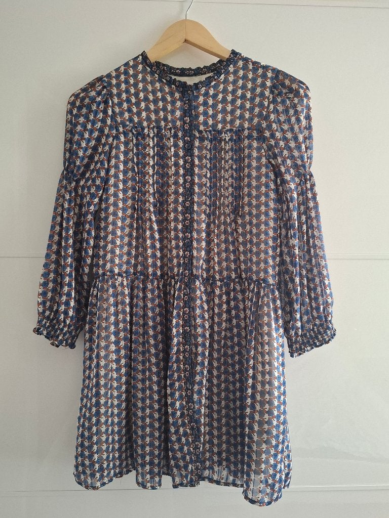 Luchtige Zara jurk met retro geometrische print - maat 152, Kinderen en Baby's, Kinderkleding | Maat 152, Meisje, Nieuw, Ophalen of Verzenden