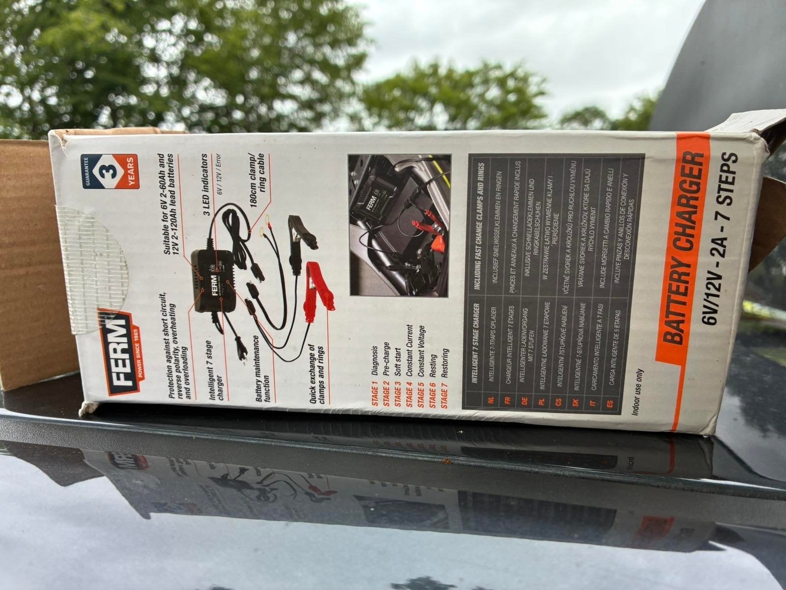 Ferm Acculader 6V/12V - 2A - 7 stappen, Ophalen, Nieuw, Universele onderdelen