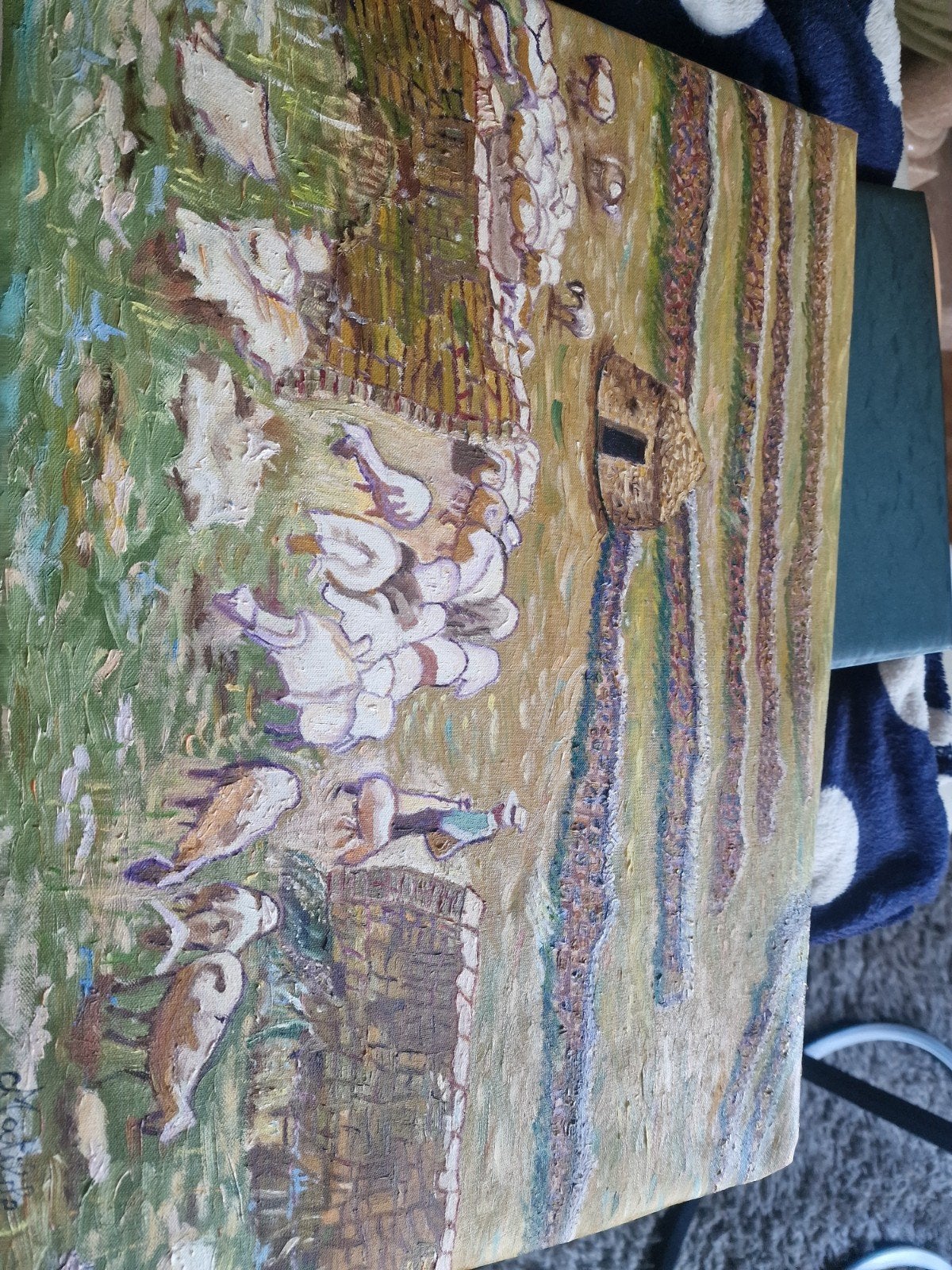 Olieverfschilderij: Herder met schapen en ganzen, Antiek en Kunst, Ophalen of Verzenden