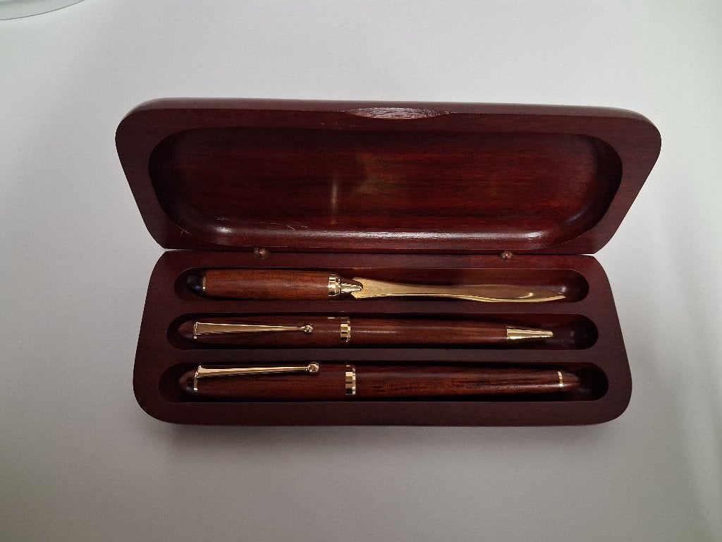 Nieuw pennendoosje van hout met brievenopener vulpen pen, Overige merken, Overige typen, Nieuw, Met doosje