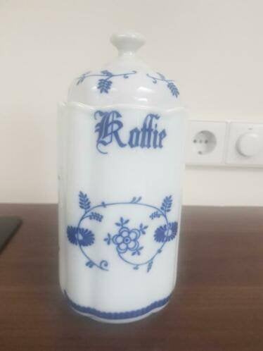 Brocante voorraadpot KOFFIE WVL blauw wit, Ophalen of Verzenden