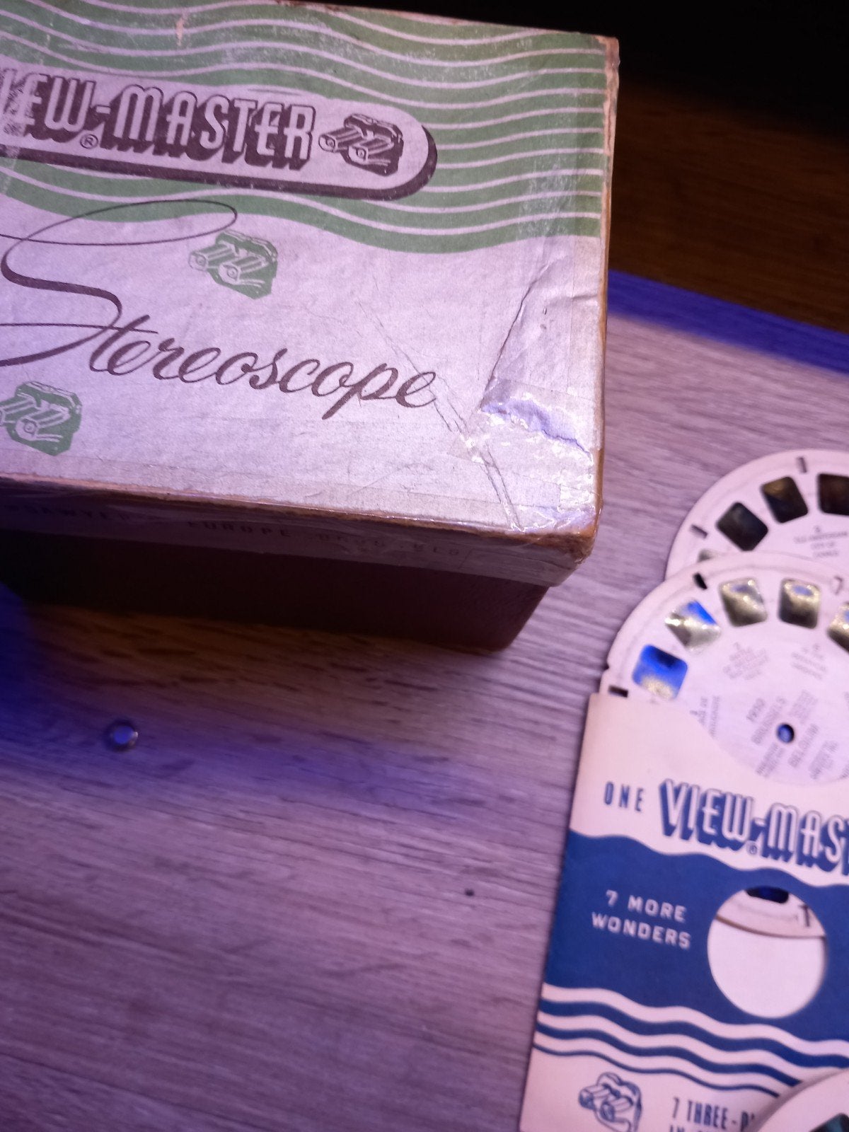 Vintage View-Master Stereoscoop met Schijven en Doos, Overige merken, Overige typen, Ophalen, Gebruikt