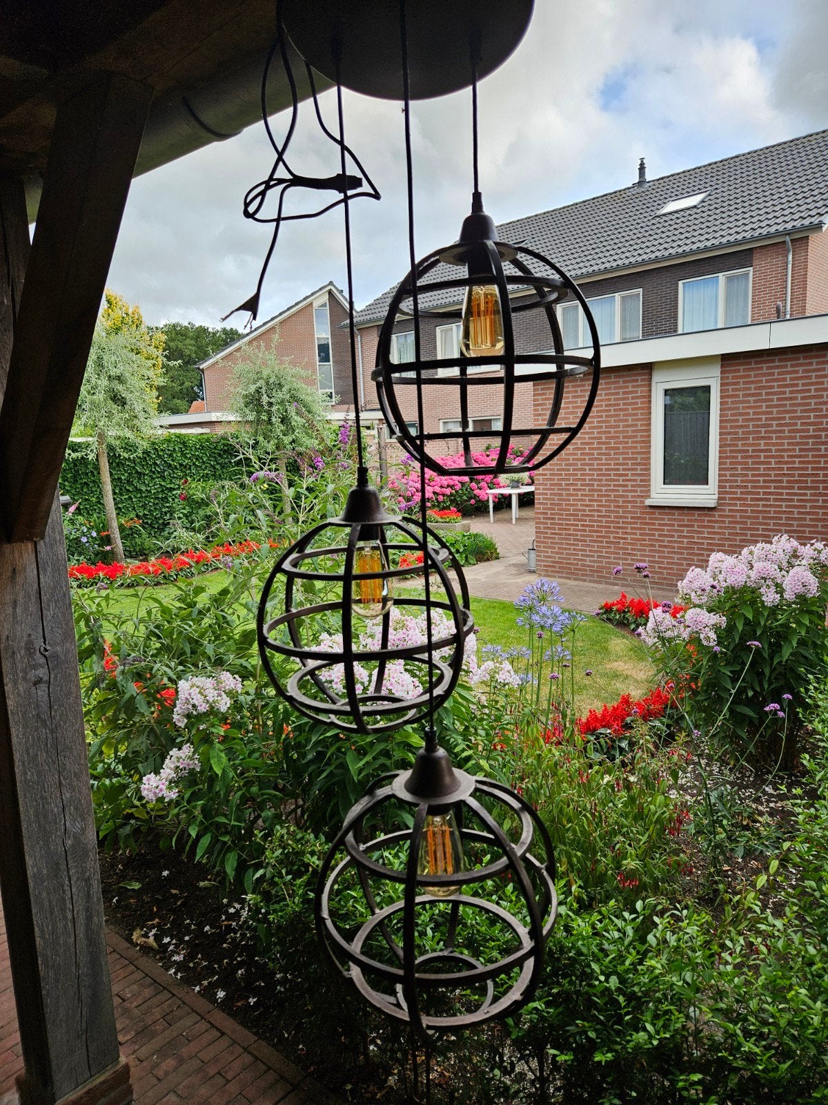 Set van 3 industriële hanglampen met kooikappen, Ophalen, Gebruikt, Industrieel, Modern, E27 (groot)