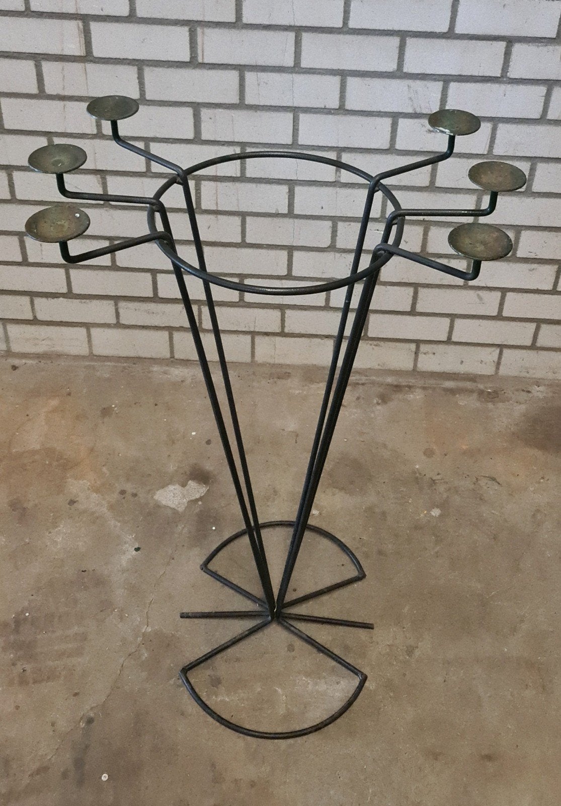 Grote zwart metalen vloer kaars kandelaar, Ophalen, Zwart, Kaars