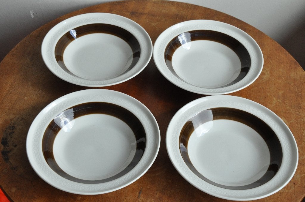 4 Diepe Borden Rorstrand Sweden 'Forma' - 20cm - vintage '70, Ophalen of Verzenden, Zo goed als nieuw, Bord(en), Overige stijlen