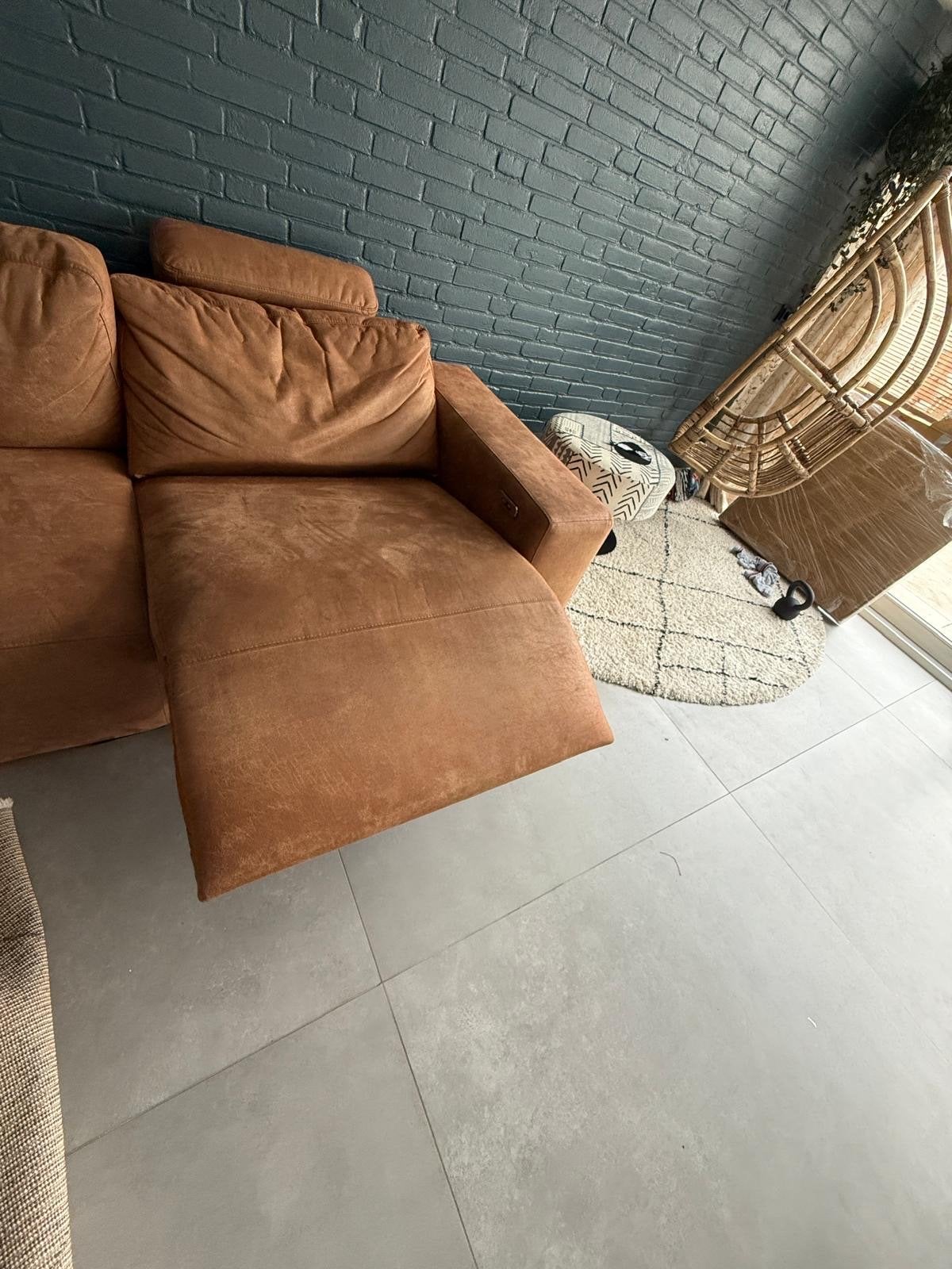 Leren hoekbank met relaxfunctie en USB-poort 290*230, Ophalen, 250 tot 300 cm, Gebruikt, Hoekbank