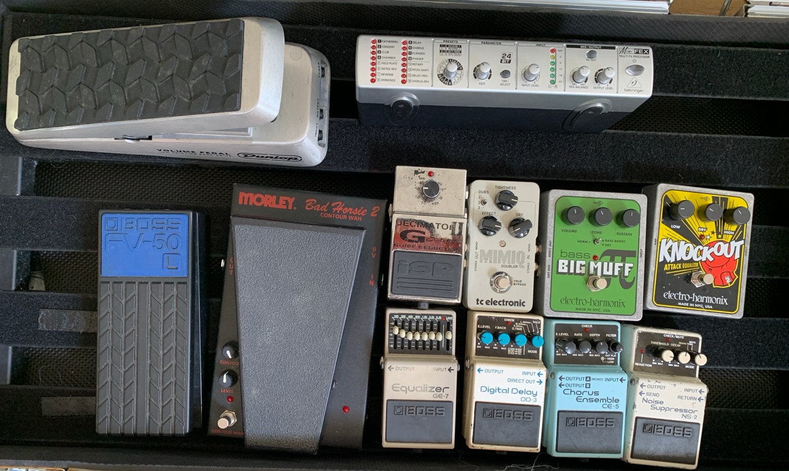 Grote collectie gitaarpedalen (Boss, Morley, Dunlop, EHX), Muziek en Instrumenten, Effecten, Ophalen, Gebruikt, Delay of Echo