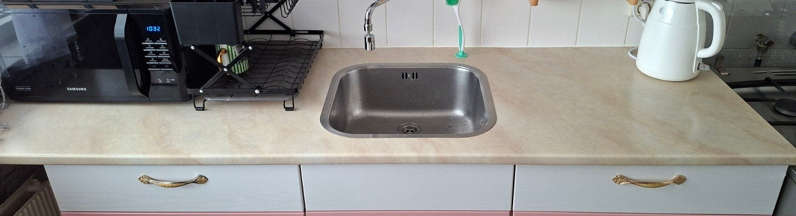Keukenblad met spoelbak, Huis en Inrichting, Keuken | Keukenelementen, Ophalen, 150 tot 200 cm, Zo goed als nieuw, 50 tot 75 cm
