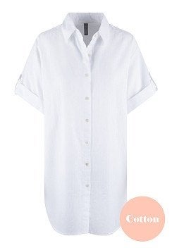 Katoenen Nachthemd/blouse Laatste in maat L NU 39.95, Wit, Ophalen of Verzenden, Nachtkleding, Lingadore