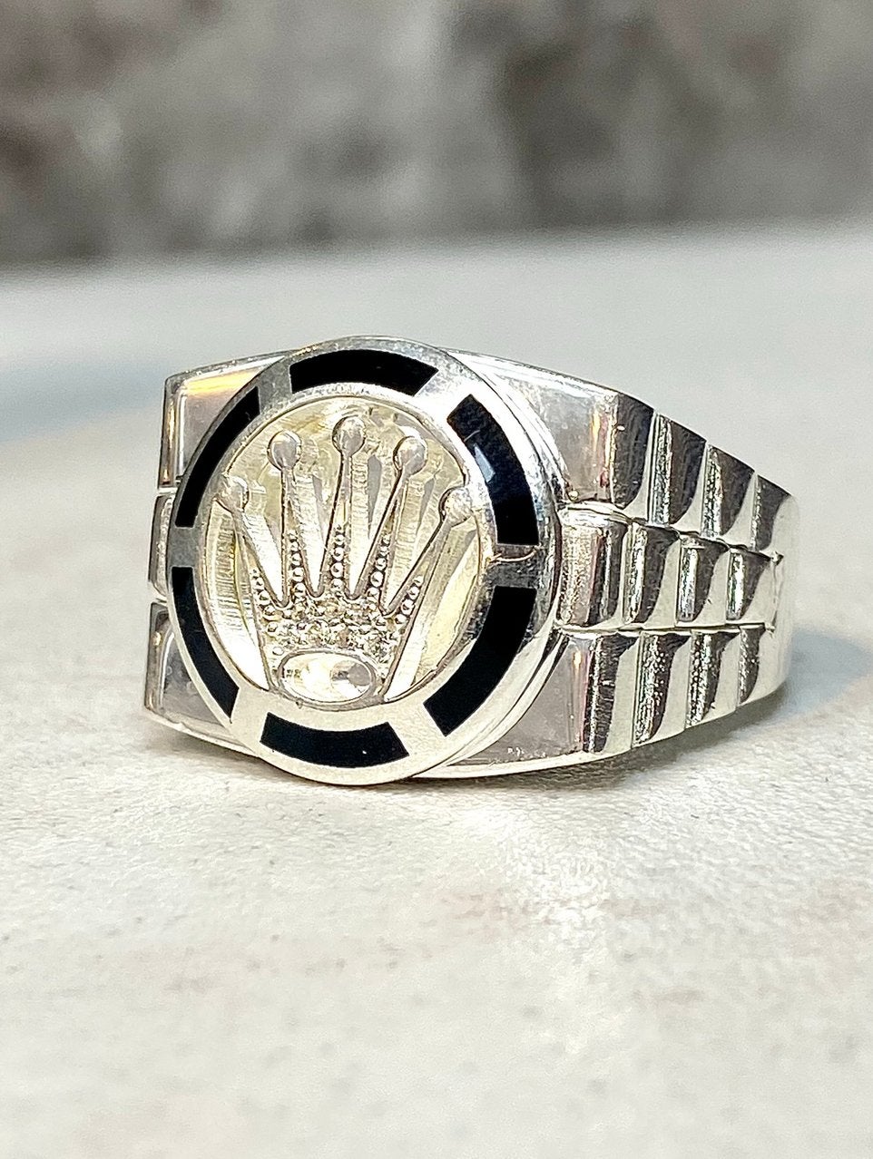 Zilveren Massieve Rolex Ring, Sieraden, Tassen en Uiterlijk, Ringen, Nieuw, Dame of Heer, 20 of groter, Zilver, Zilver, Met edelsteen