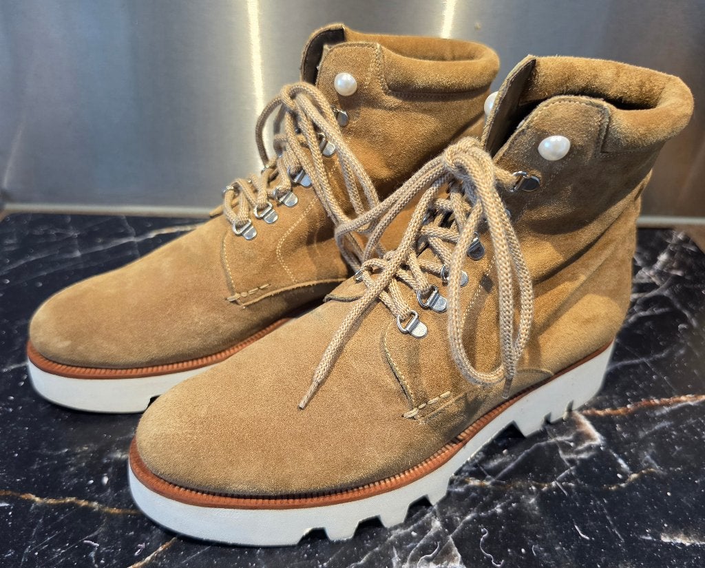 Handgemaakte Italiaanse Harris Firenze dames boots maat 40, Beige, Lage of Enkellaarzen, Ophalen of Verzenden, Zo goed als nieuw