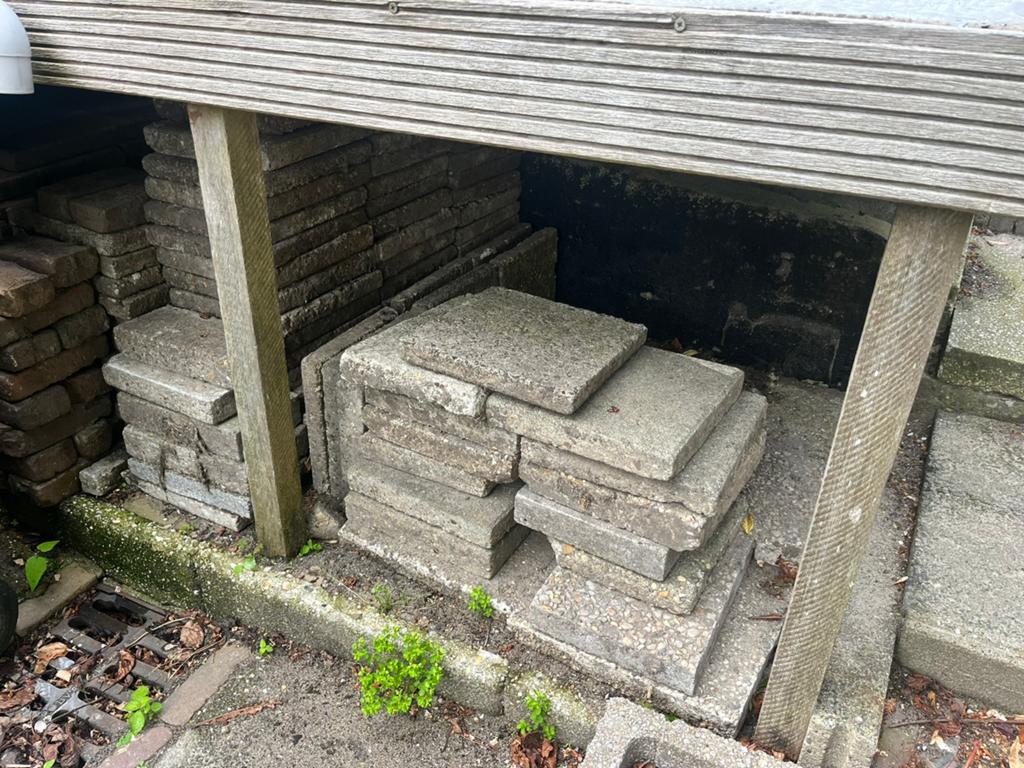 Stoeptegels 10 m2, Tuin en Terras, Ophalen, Gebruikt, Beton, Terrastegels