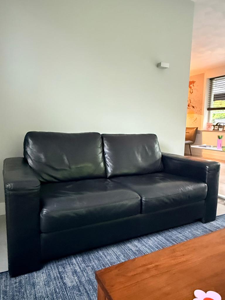 Gratis af te halen / leren 2 zitsbank, Huis en Inrichting, Banken | Bankstellen, Ophalen, Gebruikt, 150 tot 200 cm, Tweepersoons