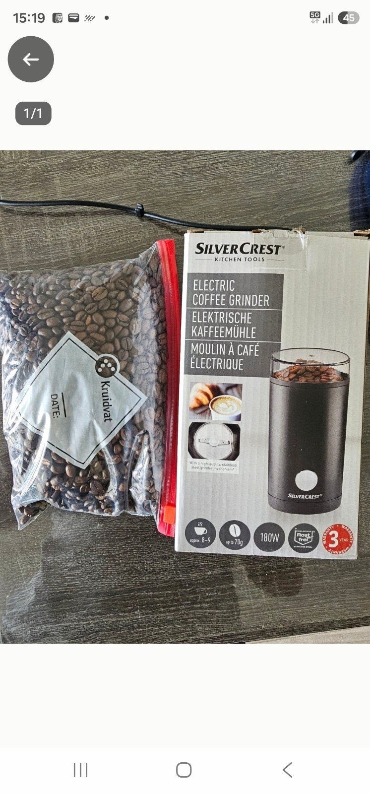 elektrische koffiemolen, Witgoed en Apparatuur, 4 liter of meer, Ophalen, Zo goed als nieuw