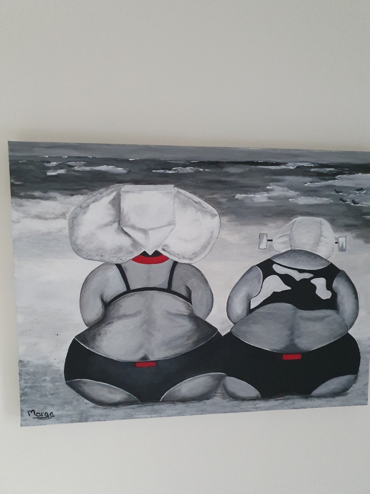 Schilderij 'Zeeuwse Boerinnen aan Zee' - Maritiem/Personen, Antiek en Kunst, Ophalen of Verzenden