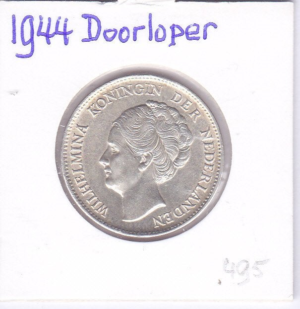 Schaarse 1 gulden 1944P b "doorloper" voor 495 euro, Postzegels en Munten, 1 gulden, Zilver, Ophalen of Verzenden, Koningin Wilhelmina