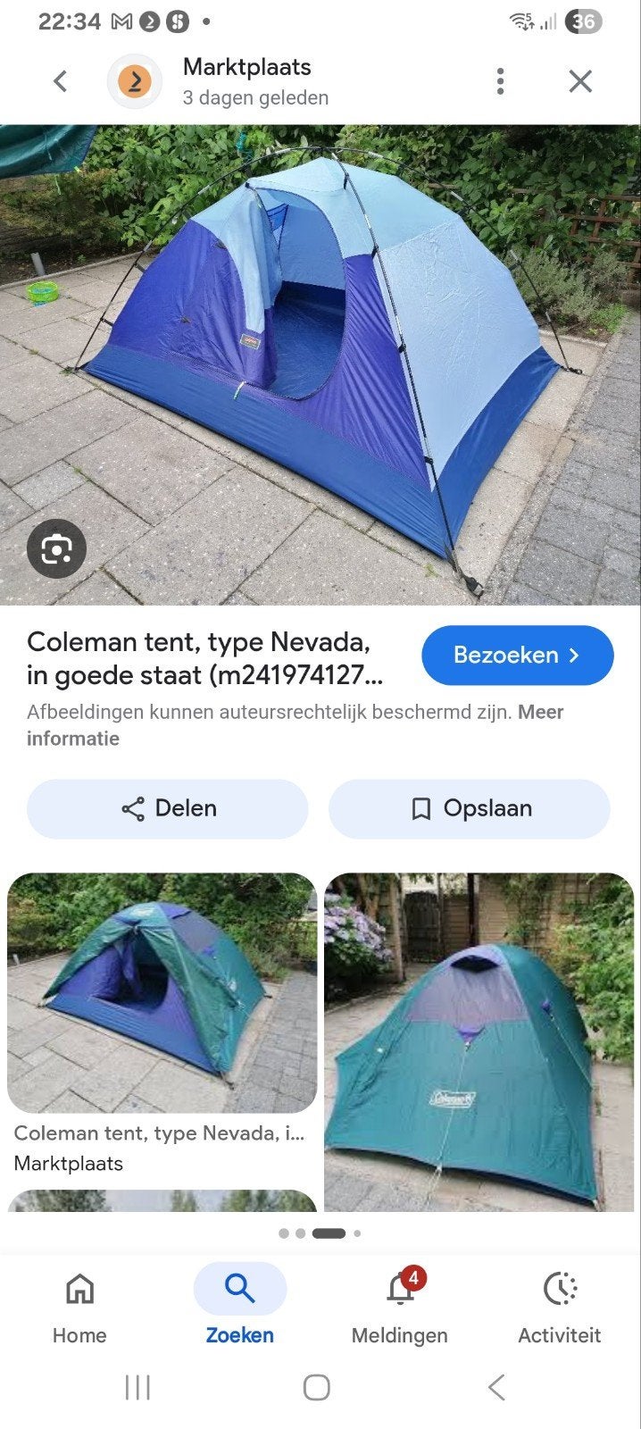 Ruime 2 persoons tent kleur blauw., Ophalen of Verzenden