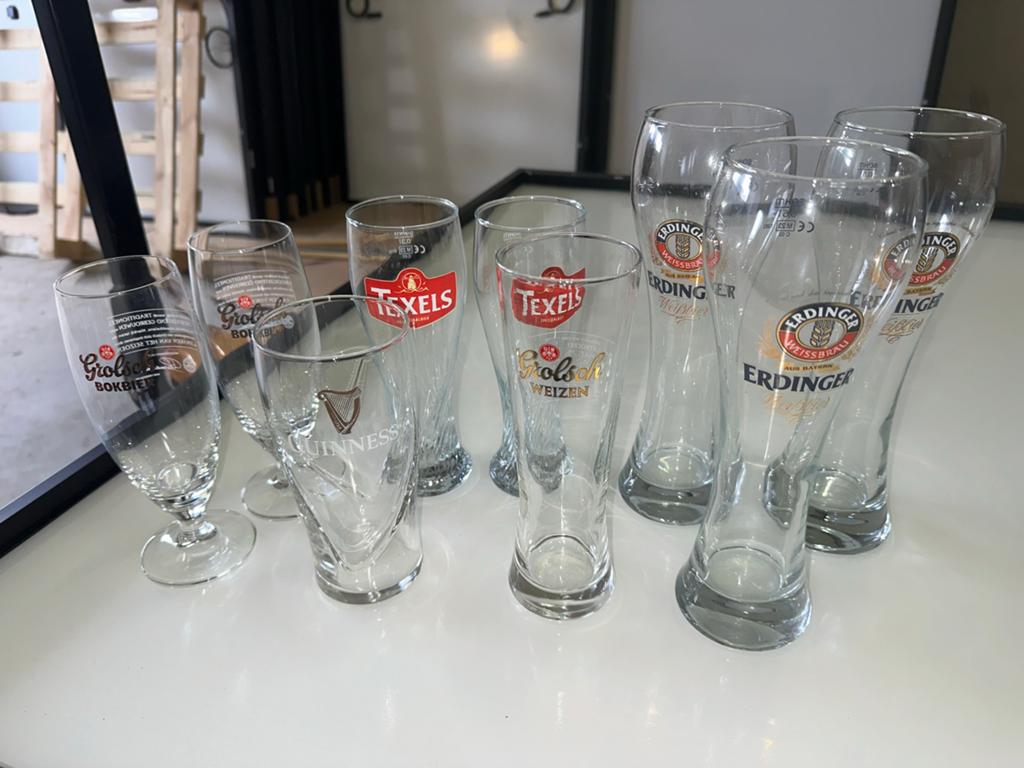 Diverse bierglazen: Grolsch, Texels, Erdinger, Guinness, Ophalen of Verzenden, Meerkleurig, Glas, Overige typen