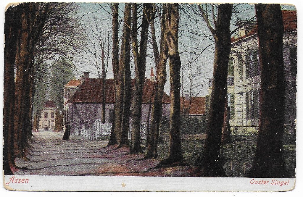 Assen Oostersingel oude gelopen ansichtkaart B6715, Ophalen of Verzenden, 1980 tot heden, Gelopen, Drenthe