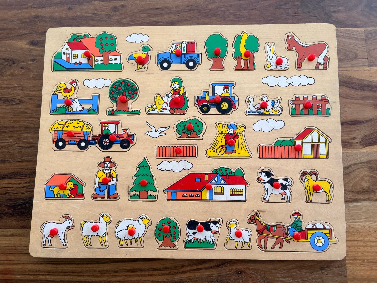 Houten puzzel boerderij, Ophalen of Verzenden, 10 tot 50 stukjes, Zo goed als nieuw